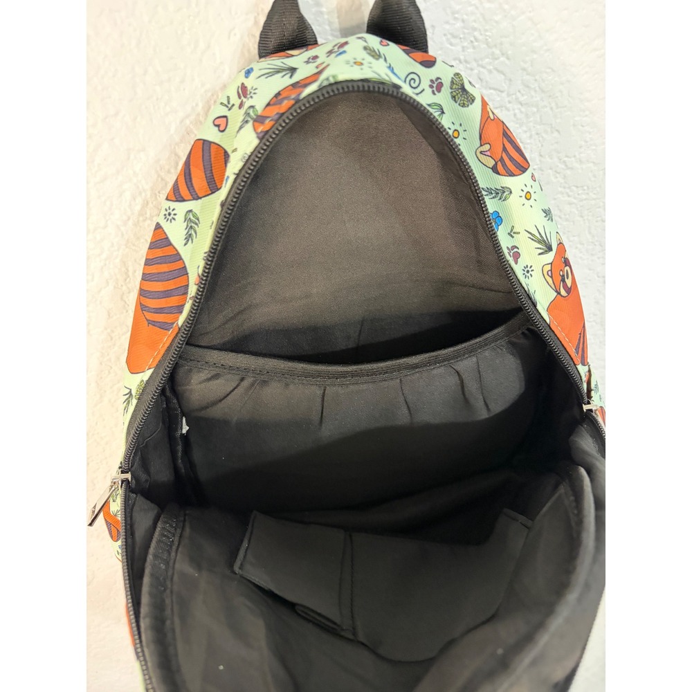Red Panda Print Mini Backpack Mint Green Animal Theme Canvas Daypack - Picture 3 of 5